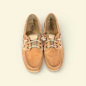 Sperry Womens Cognac/Tan Leather 2-Eye Boat Shoes